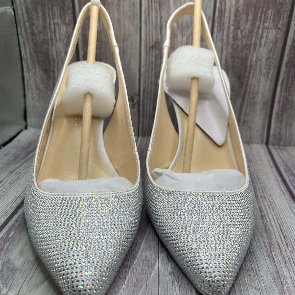 Jessica Simpson Happily Ever After Wedding Shoes Slingback Heels Sparkle
